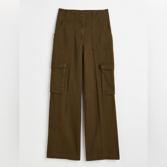 H&M Cargo Pants | Dark Khaki Green | Size 2 - Picture 1 of 4